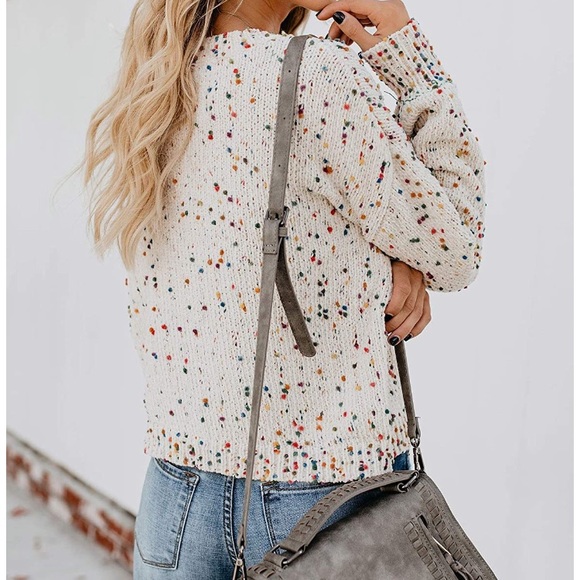 Confetti Pullover Crewneck Colorful Knit Sweater - Picture 6 of 9